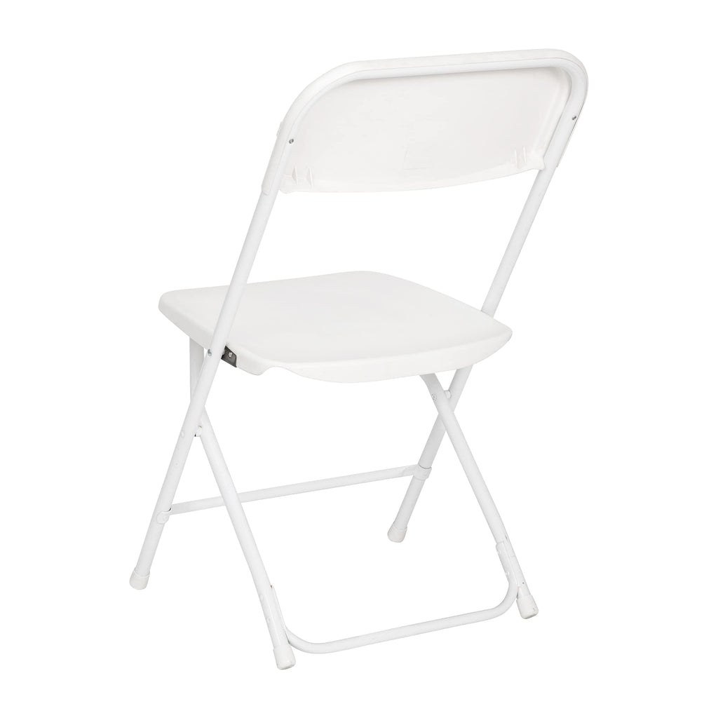 Set of 4, Hercules Series Big & Tall Stackable Plastic Folding Chairs, Extra Wide Commercial Event Seats,  White