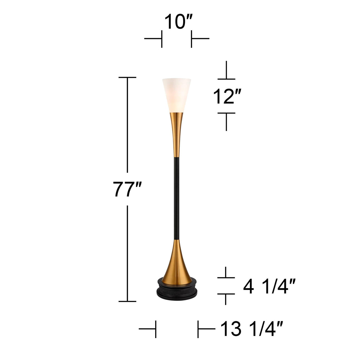 Piazza Brass and Black Torchiere 77" Tall Floor Lamp with Black Riser