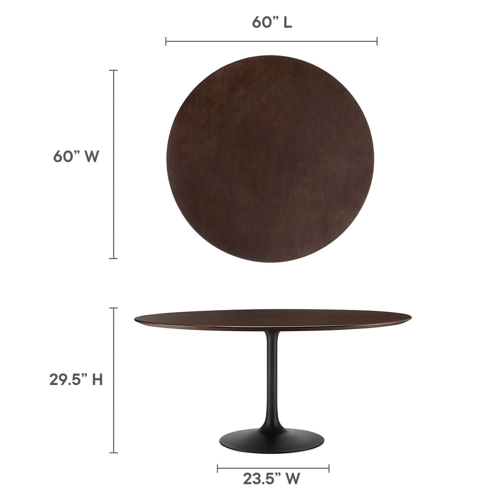 Modway Lippa Dining Table, 60", Black Cherry Walnut