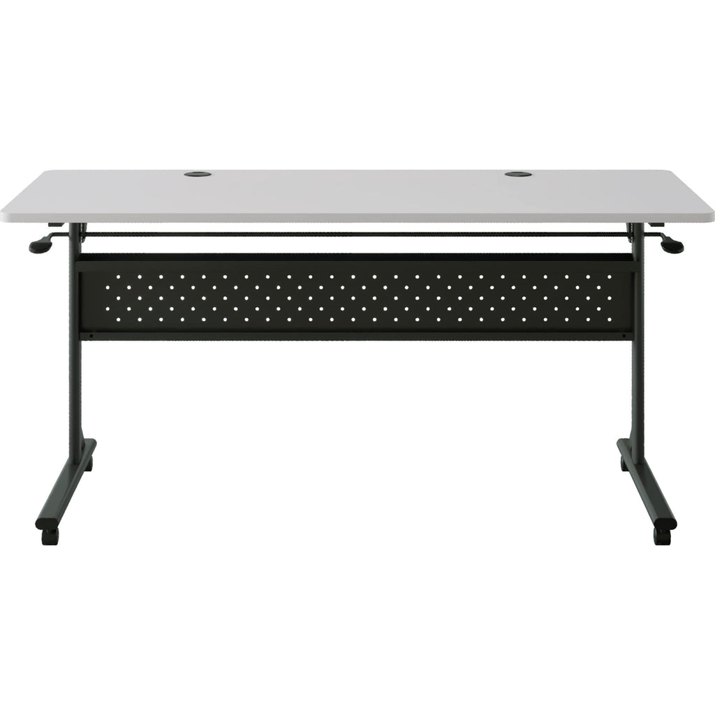 2.0 Flip & Nesting Mobile Table, 60" x 24" x 29.5", Black Steel Frame, Gray Laminated Top