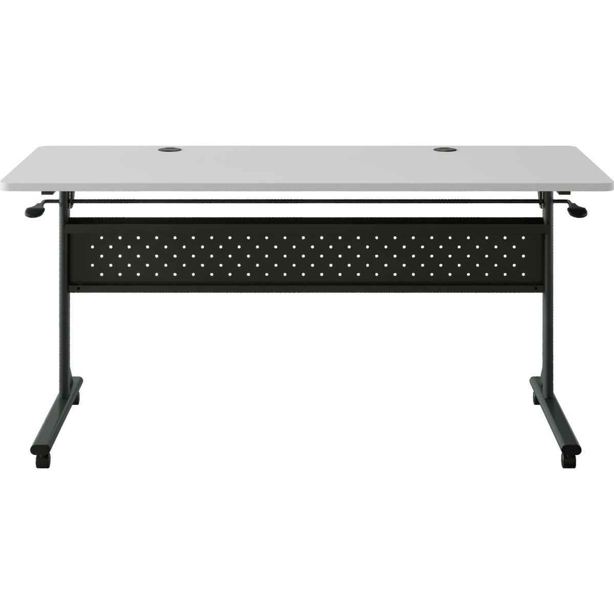 2.0 Flip & Nesting Mobile Table, 60" x 24" x 29.5", Black Steel Frame, Gray Laminated Top