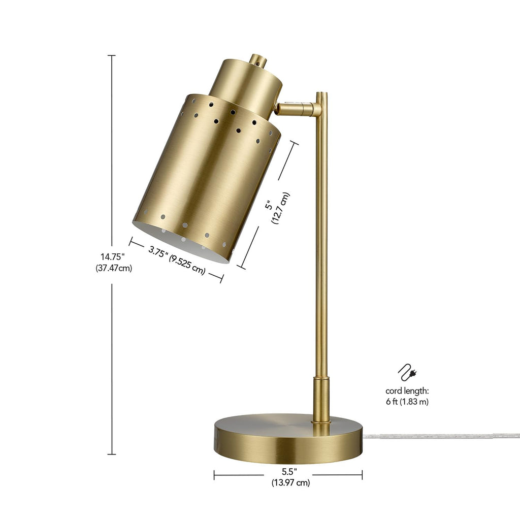 15" Desk Lamp, Brass Finish, Metal, Adjustable, Reading Light, Home Office, Study Accessories