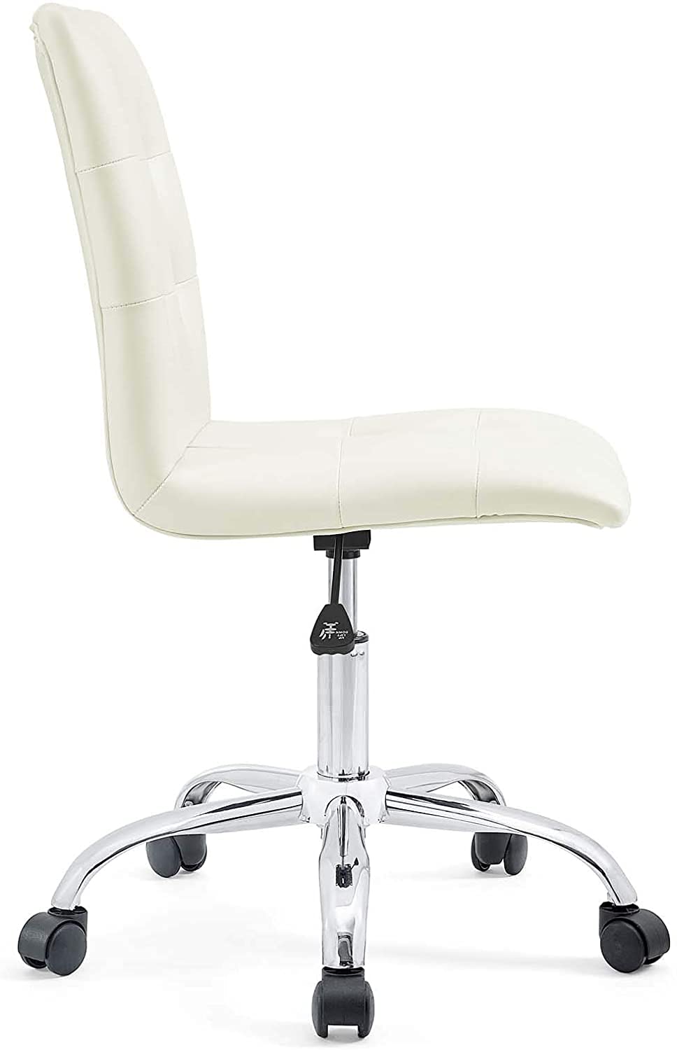 Prim Ribbed Armless Mid Back Swivel Conference Office Chair In White