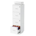 4 Drawer File Cabinet with Lock, Home Office Filing Organizer, for Letter Size File Folder Storage, Wood Tall Vertical Filing Cabinet, Printer Stand, Archivador (White)