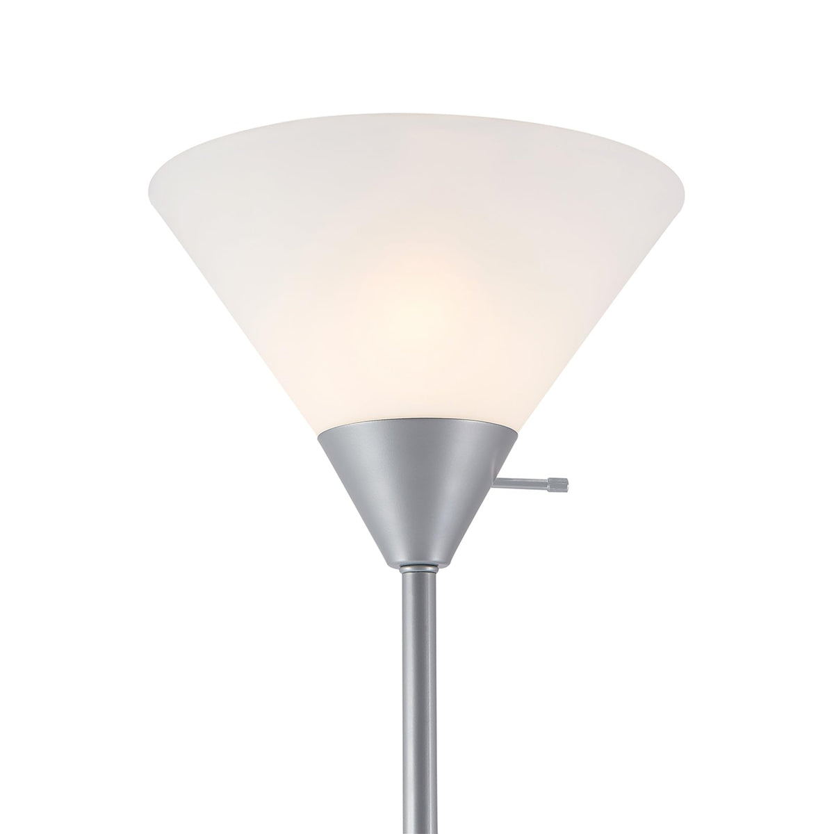677150 Elliott 72" Floor Lamp, Silver, White Plastic Shade, On/Off Rotary Switch on Shade, Standing, Living Room Decor, Bedroom, Tall, Corner Light