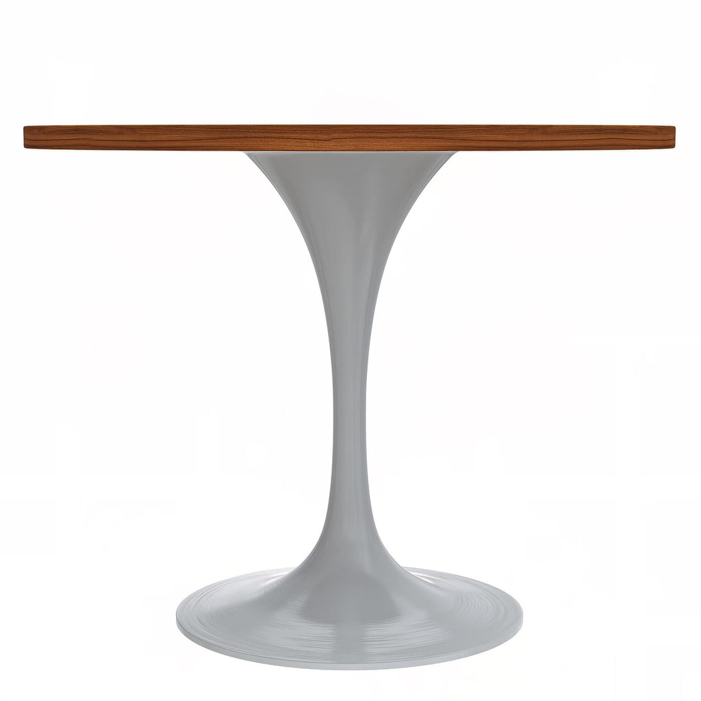 Verve Mid-Century Modern 36 Inch Round Dining Table, MDF Wood Tabletop with White Steel Pedestal Base, Contemporary Kitchen & Dining Room Table, for Small Spaces (Cognac Brown)