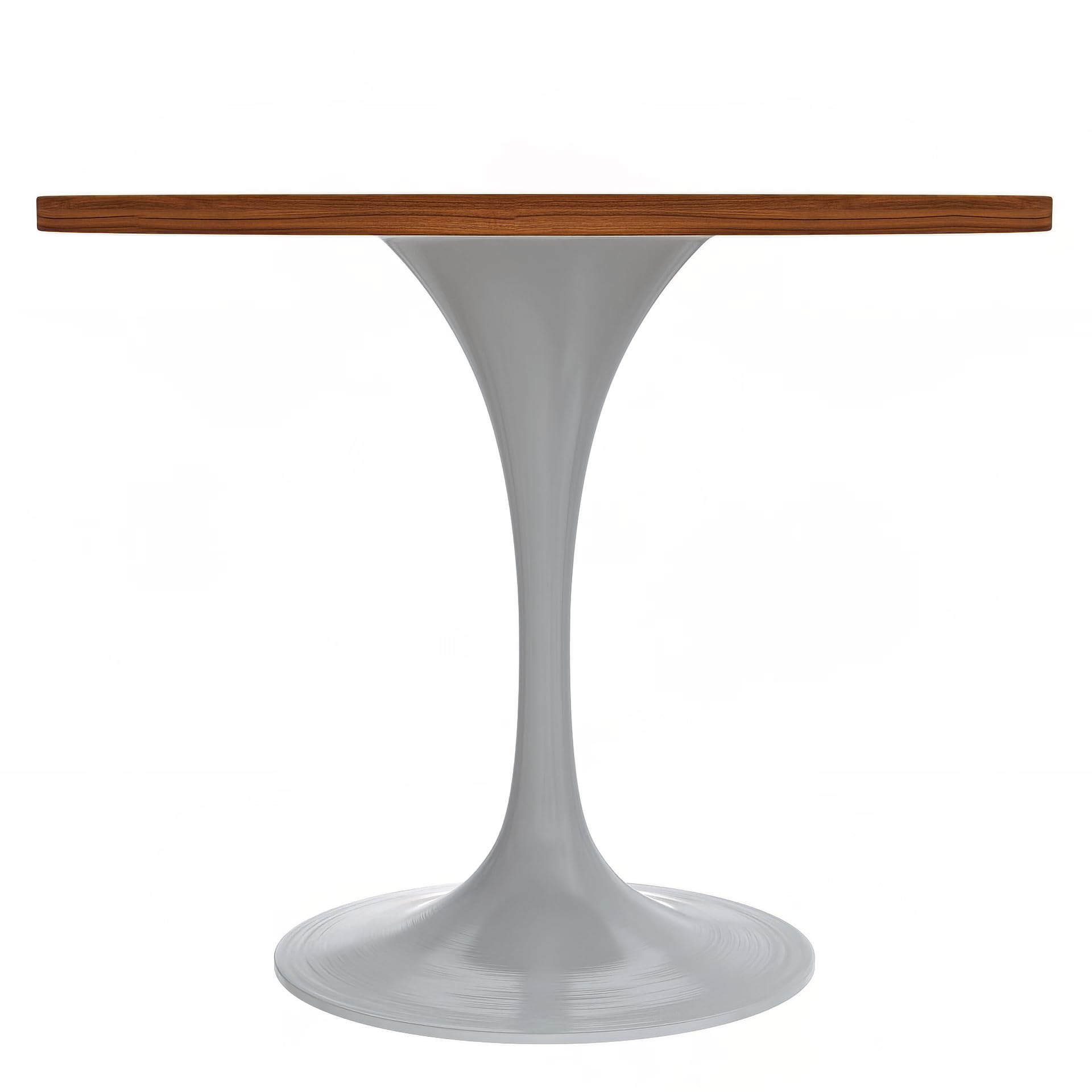 Verve Mid-Century Modern 36 Inch Round Dining Table, MDF Wood Tabletop with White Steel Pedestal Base, Contemporary Kitchen & Dining Room Table, for Small Spaces (Cognac Brown)
