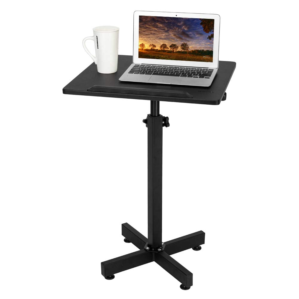 Classic Lectern Podium Stand, Height Adjustable Mobile Podium, Multi-Purpose Tabletop for Speech, Lecture, Church, Reading or Laptop Desk with Edge Stopper, Black