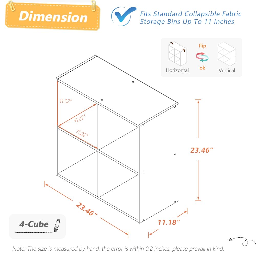 4 Cube Organizer Bookcase White Open Shelf