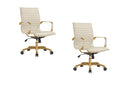 Modern Ergonomic Executive Office Chair, High-Back Leather Conference Desk Chair with Adjustable Height, Tilt Control, 360° Swivel & Gold Frame for Home Office