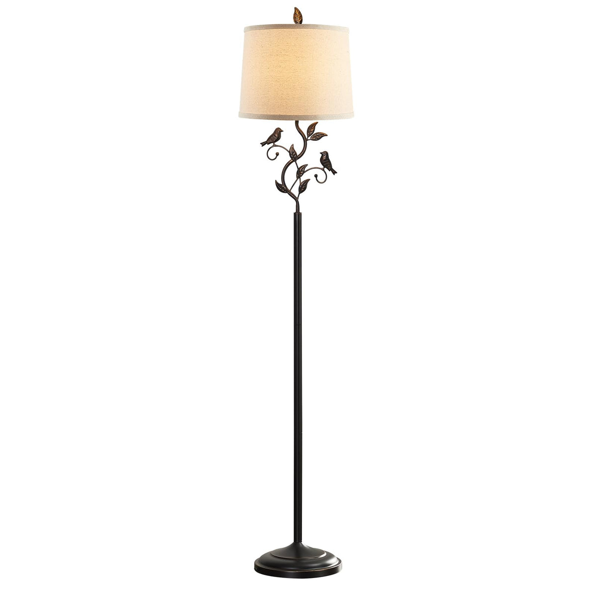 63" Rustic Unique Bird Leaf Floor Lamp for Living Room