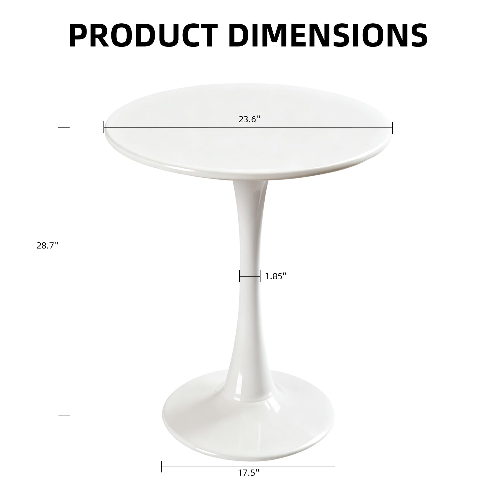 Hansweld Round Dining Table, 24" Circle Tulip Table with Thickened Tabletop & Metal Pedestal, Mid Century Modern Bistro Table for Kitchen, Small Places, Living Room, Cafe (White)