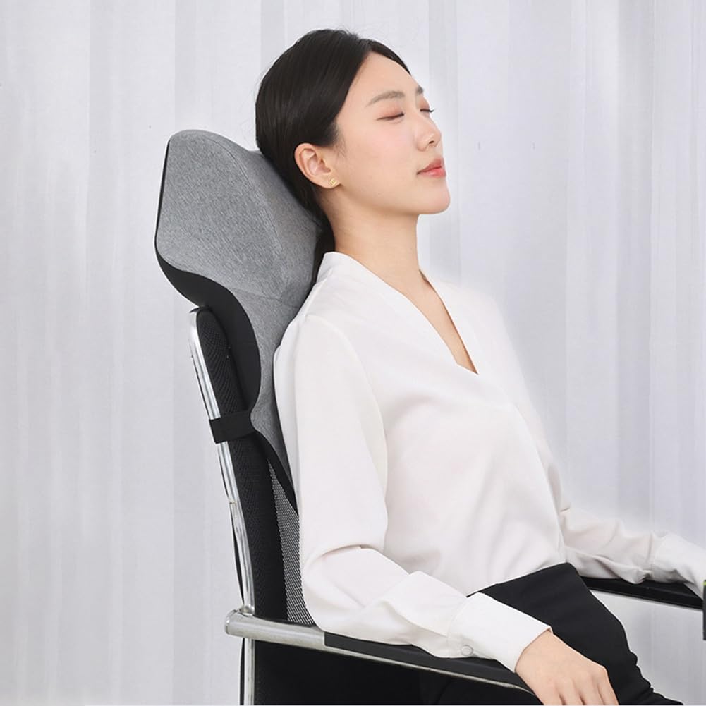 Office Chair Headrest, Adjustable Neck Support Pillow with Removable Washable Cover - Head Rest Attachment for Office Chairs and Wheelchairs, Neck Pillow for Desk Chair Napping (Black)