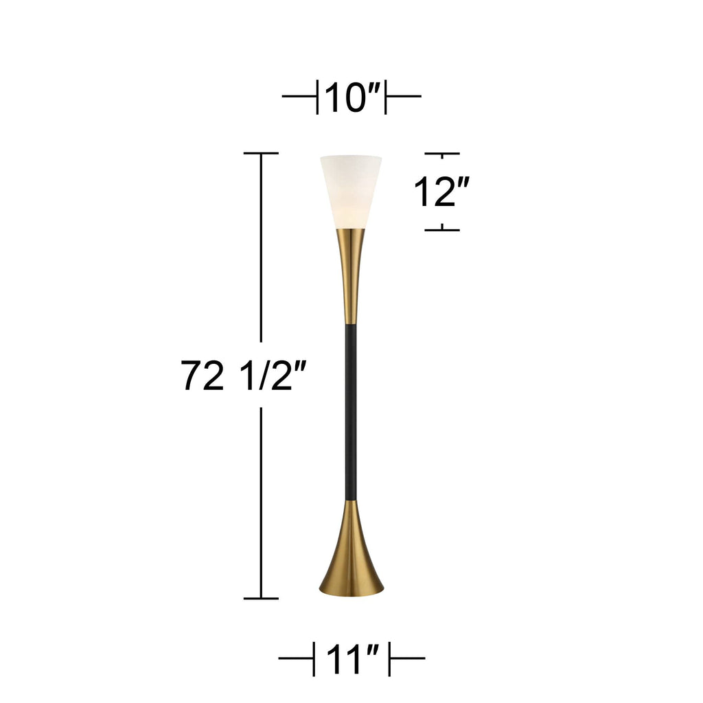 Piazza 72 1/2" Tall Brass and Black Torchiere Floor Lamp