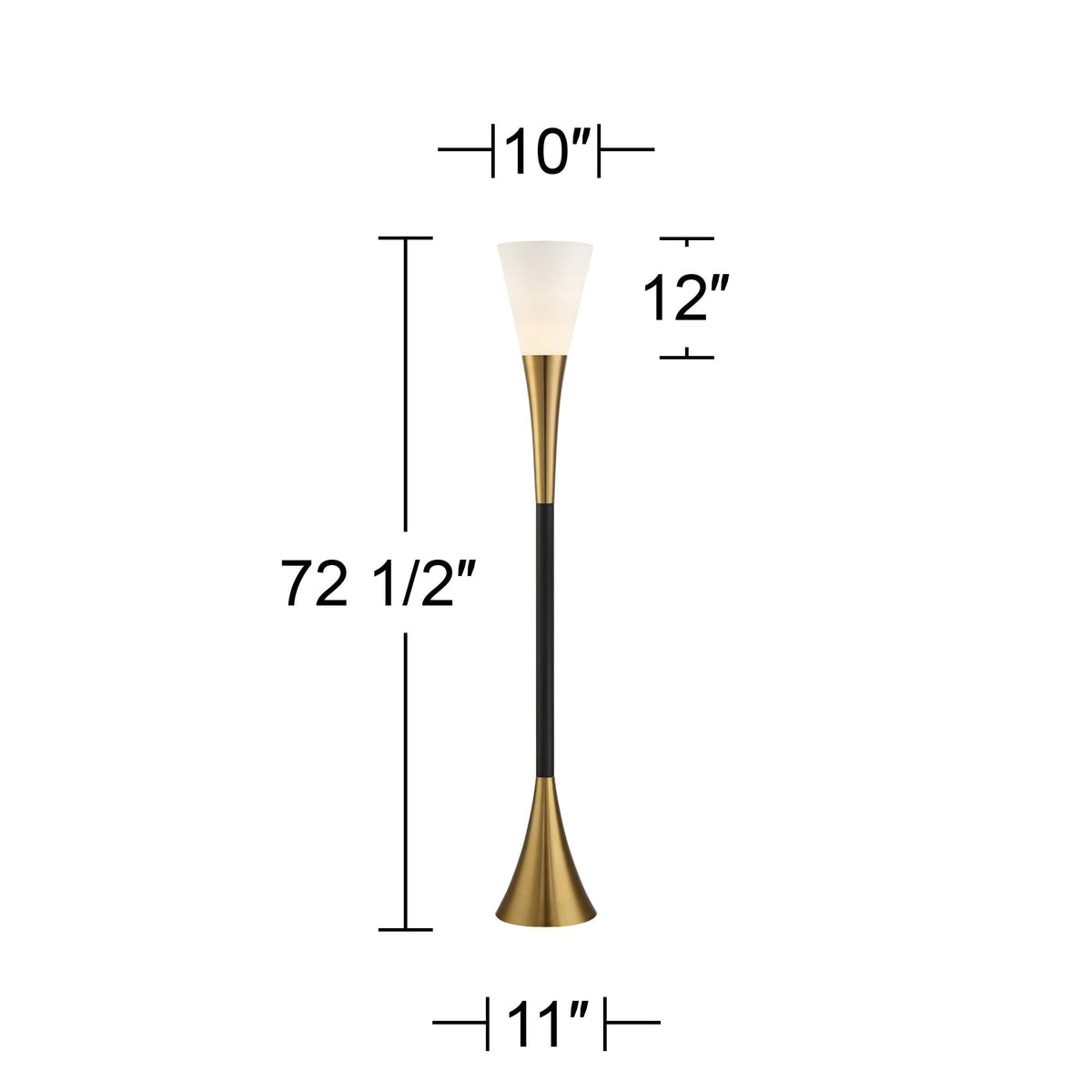 Piazza 72 1/2" Tall Brass and Black Torchiere Floor Lamp
