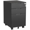 3 Drawer Mobile File Cabinet with Lock,Under Desk Metal Small Filing Cabinets for Home Office Organizer Letters/Legal/A4(Fully Assembled Except Wheels-Black)