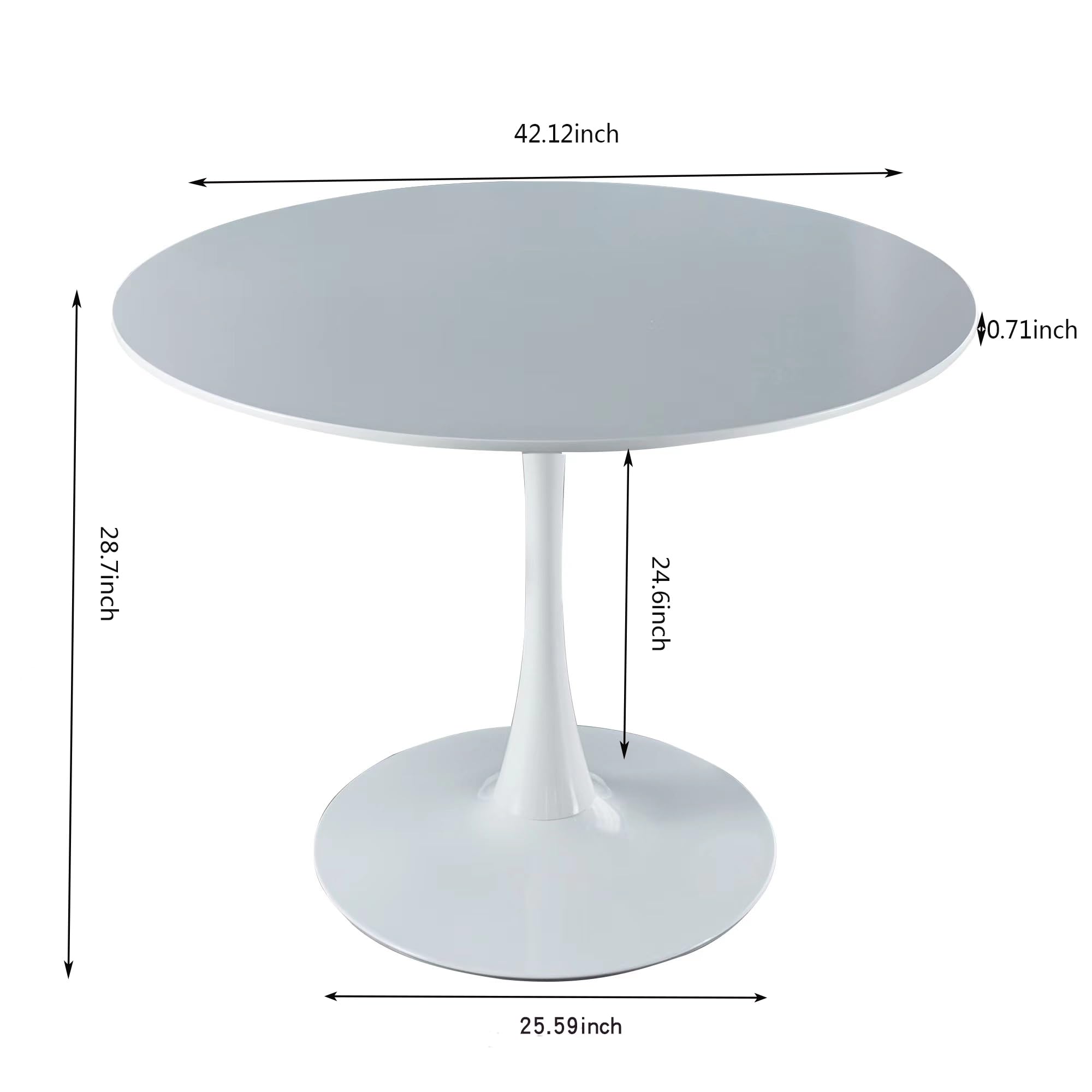 Sybrioka 42" Tulip Table for 4-6 Persons Modern Round Dining Room Table, Mid-Century Modern White Small Kitchen Table with MDF Wooden Top, Leisure Coffee Table for Living Room, Dining Room, Office