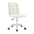 Prim Ribbed Armless Mid Back Swivel Conference Office Chair In White