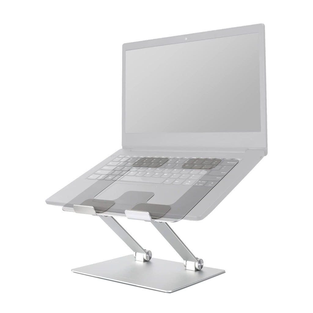 Sturdy and Portable Ergonomic Laptop Stand for Desk, Height Adjustable Riser with Ventilated Cooling, Foldable, Fits all Laptops up to 15.6 Inch, Silver