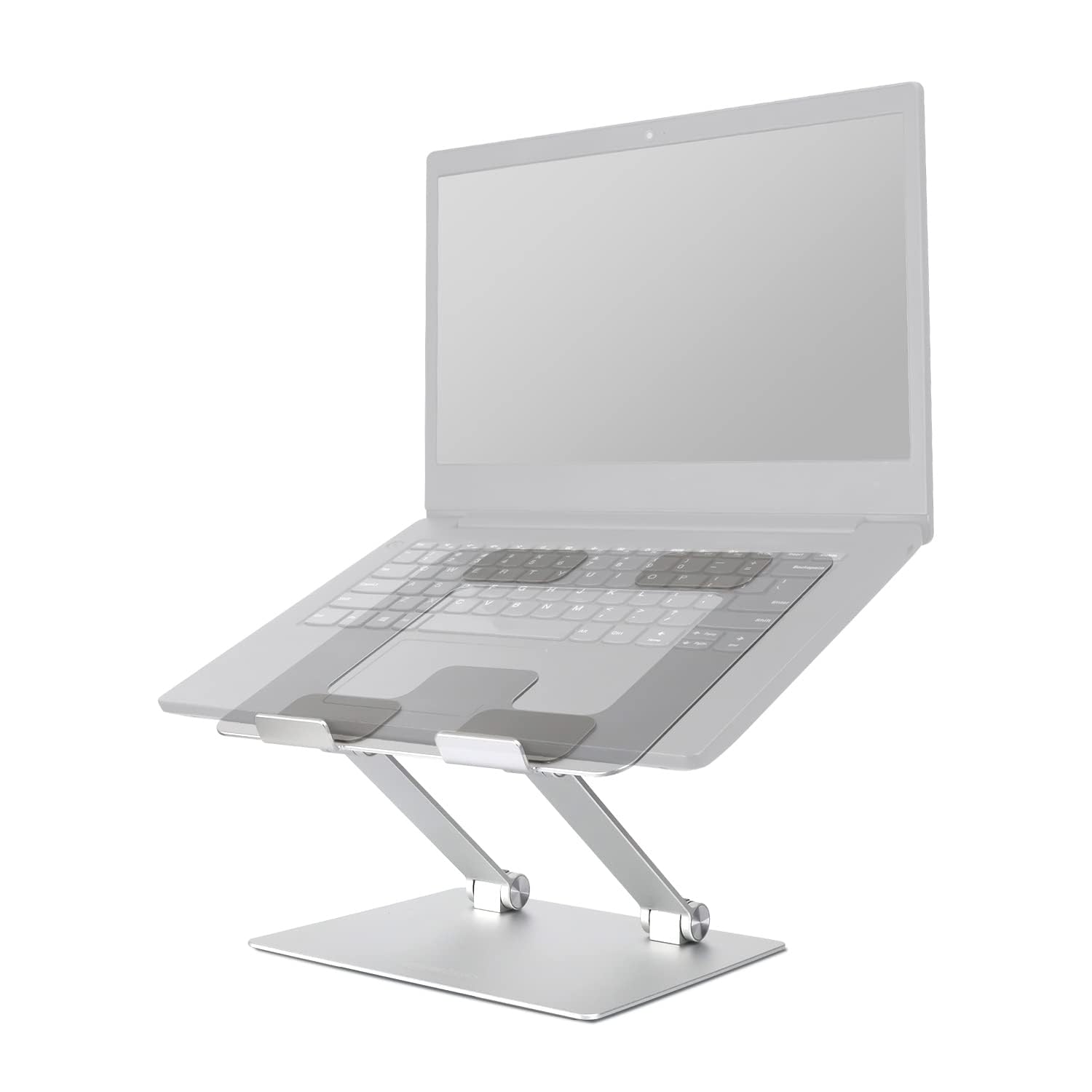 Sturdy and Portable Ergonomic Laptop Stand for Desk, Height Adjustable Riser with Ventilated Cooling, Foldable, Fits all Laptops up to 15.6 Inch, Silver
