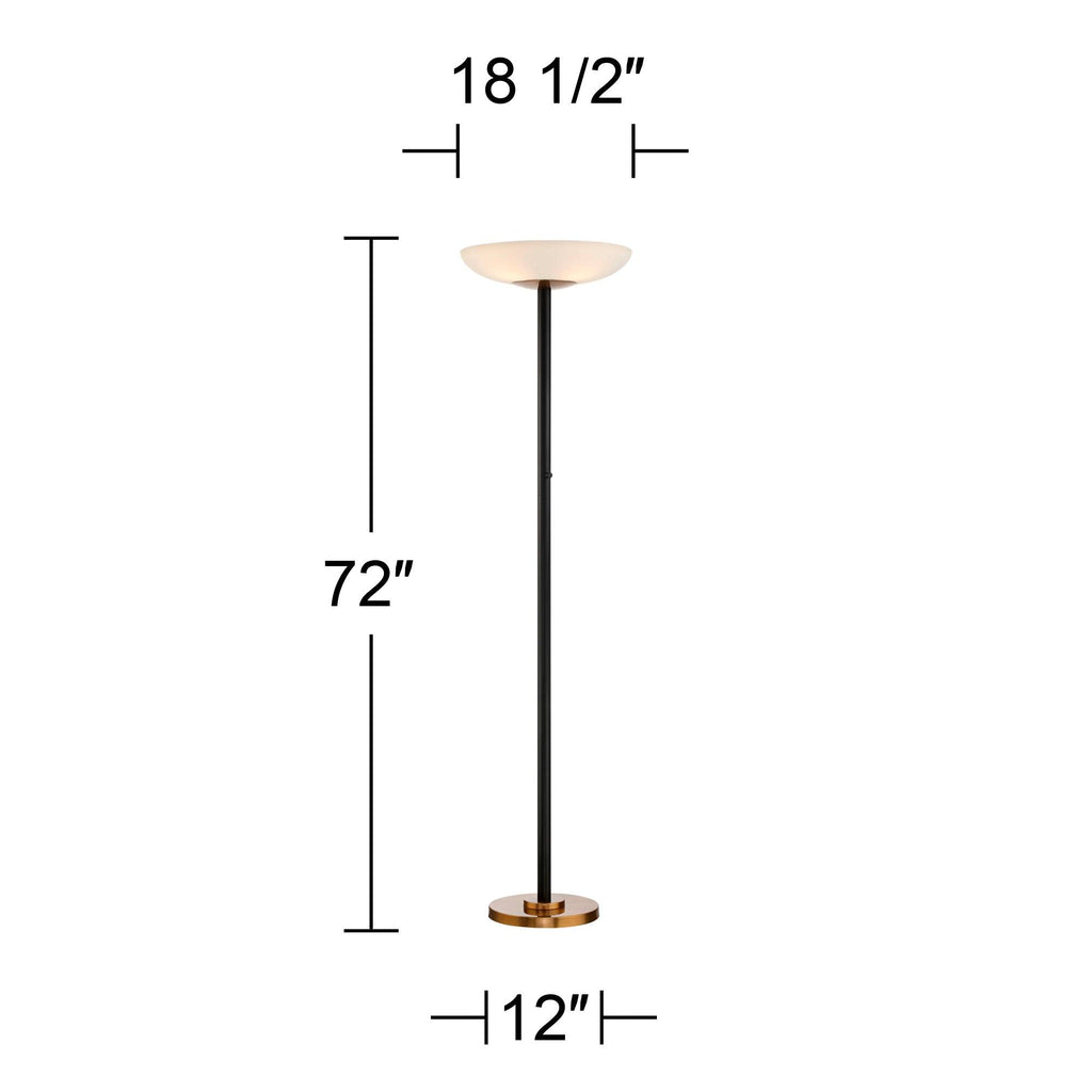 Light Blaster 72" Tall Black 4-Light Torchiere Floor Lamp