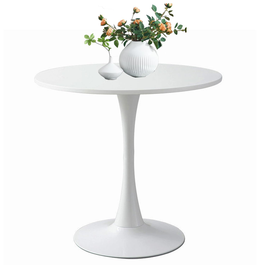Sybrioka 24" Tulip Table for 1-2 Persons Modern Round Dining Room Table, Mid-Century Modern White Small Kitchen Table with MDF Wooden Top, Leisure Coffee Table for Living Room, Dining Room, Office