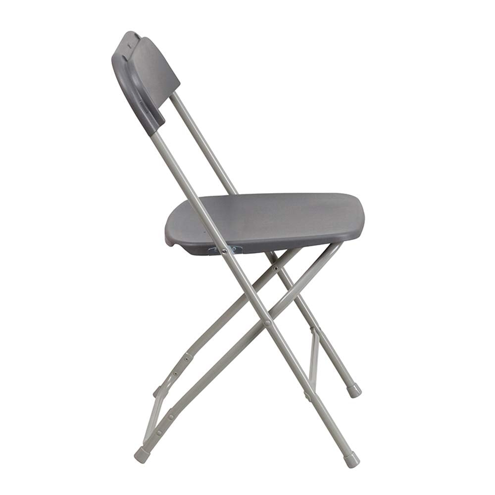 Set of 10, Hercules Series Plastic Folding Chairs for Parties and Weddings, Stackable Commercial Event Seats, Gray