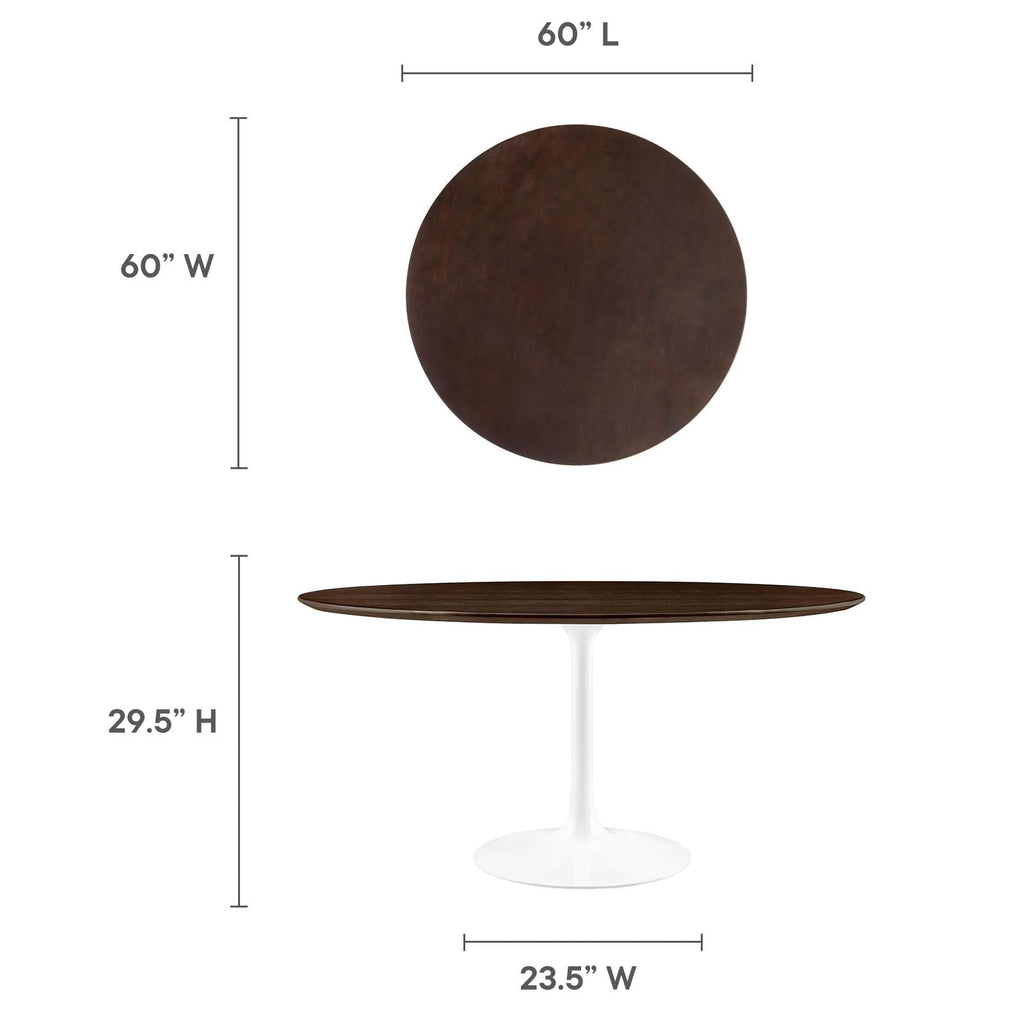 Modway Lippa Dining Table, 60", White Cherry Walnut