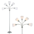 Medusa Modern Decor Floor Lamp, Multi Head Adjustable Gooseneck Bright Light Lamp for Reading, White Shades Tall Standing Tree Floor Lamp for Living Room Bedroom Office Kids Classroom, Silver