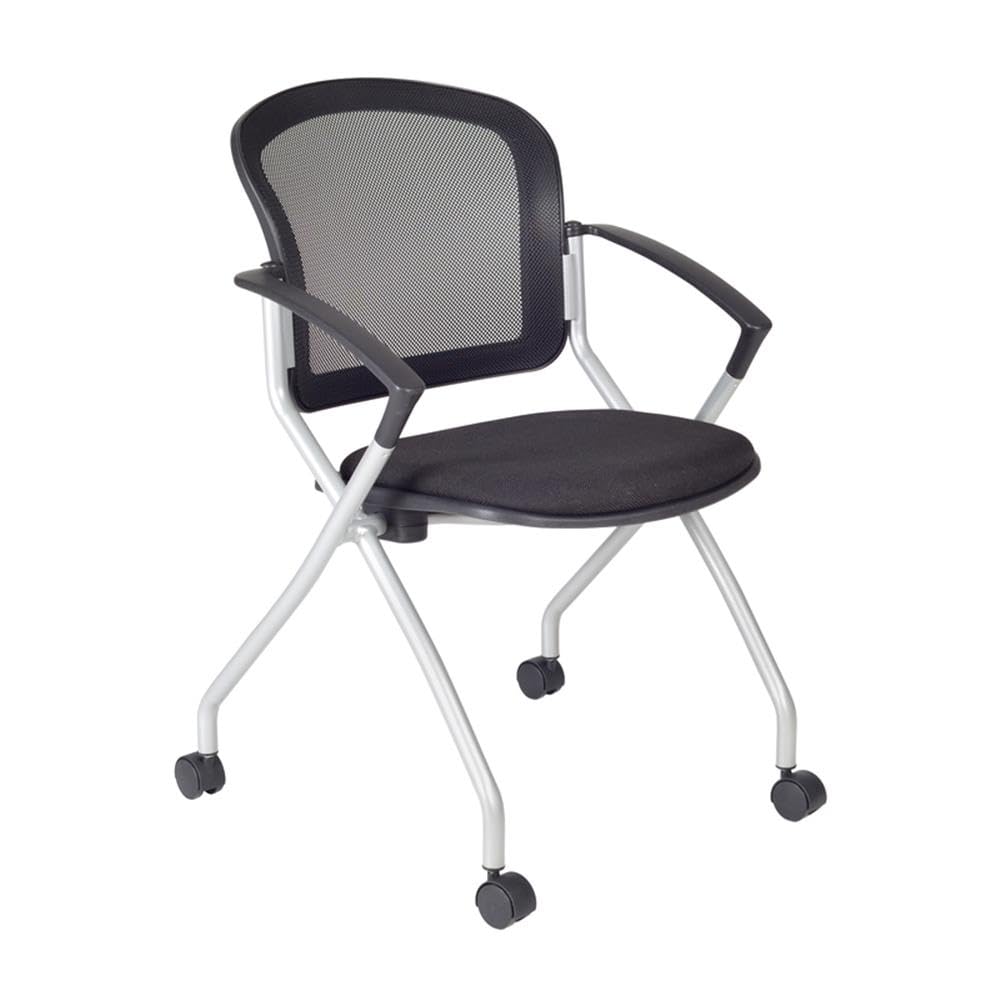 Flip-Top Training Table with 2 Nesting Mesh Chairs, 60 x 24 in, Noble Oak Laminate, Thermal Fused Melamine Top, Black T-Edge Banding, Space-Saving Design for Meetings or Classrooms