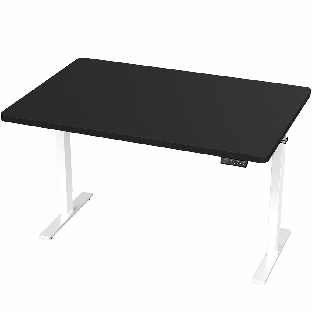 Electric 48 x 30 in Standing Desk, Memory Height Adjustment, 1B Series, Holds 220 lbs, One-Piece Black Top, White Frame,
