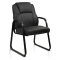 Leather Guest Chair with Padded Arm Rest for Reception Meeting Conference and Waiting Room Side Office Home Black with Sled Base 1 Pack