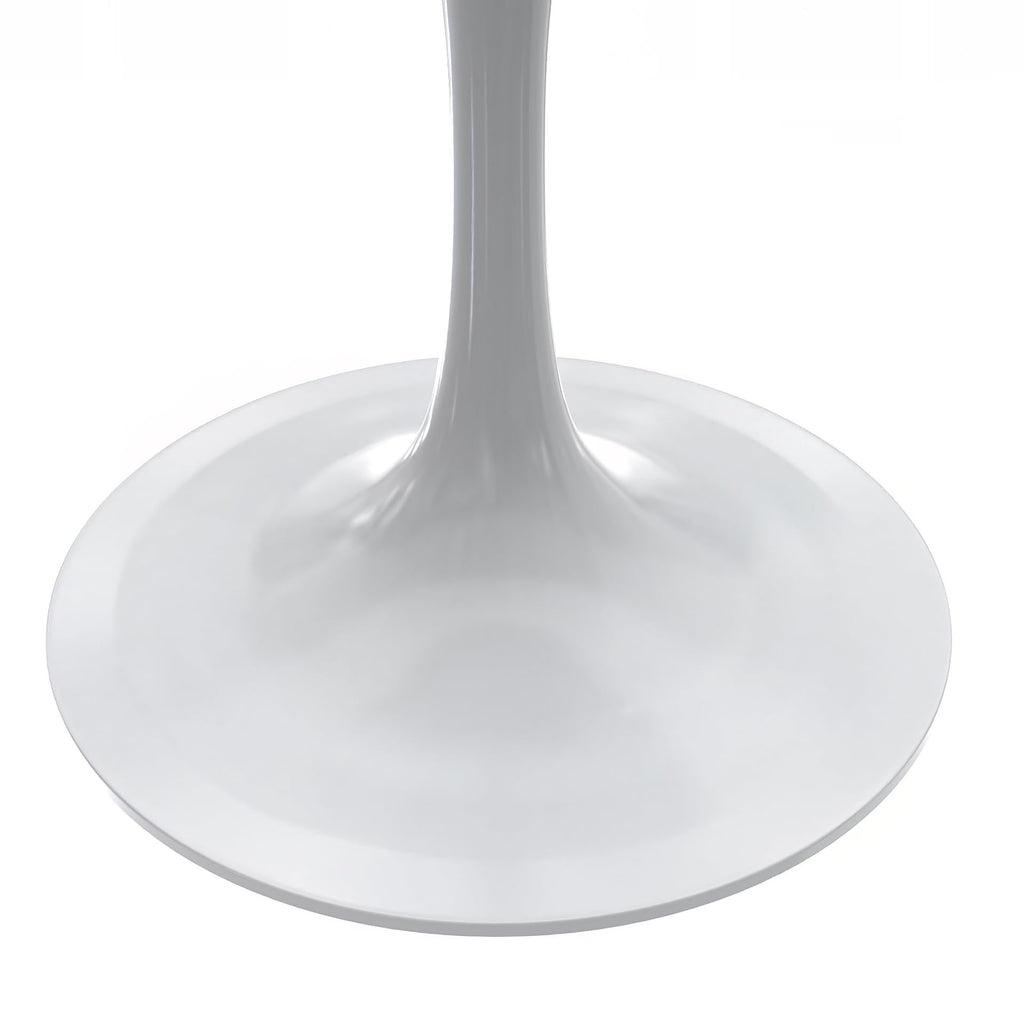 Verve Modern Round Dining Table, White Resin Tabletop with Stainless Steel Pedestal Base, Contemporary Kitchen & Dining Room Table, Small Space Breakfast Nook Table (27 Inch)