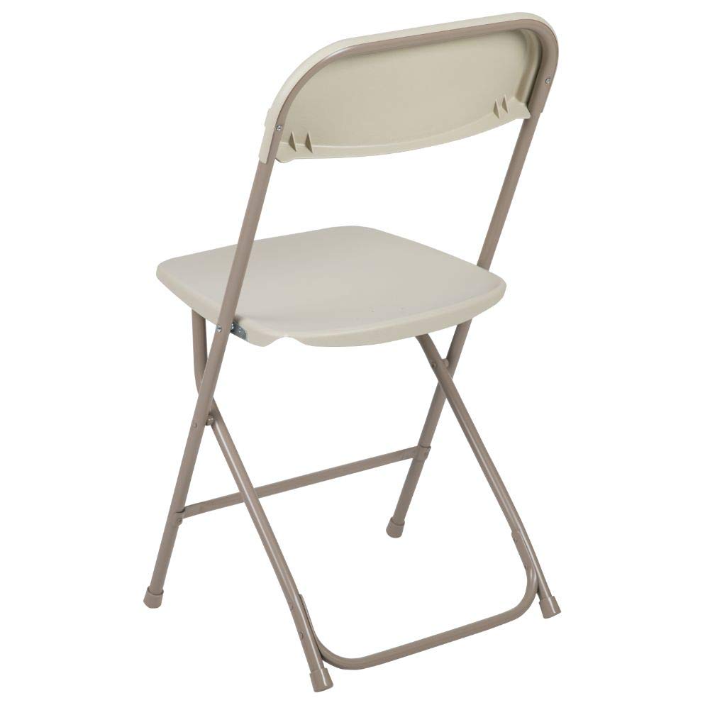 Hercules Series Plastic Folding Chair - Beige - 650LB Weight Capacity Comfortable Event Chair - Lightweight Folding Chair
