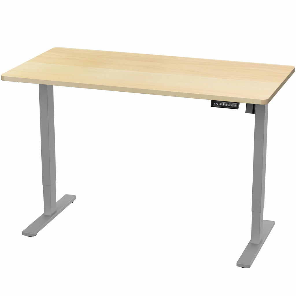 Electric 55 x 28 in Standing Desk, Memory Height Adjustment, 1B Series, Holds 220 lbs, One-Piece Light Wood Top, Gray Frame