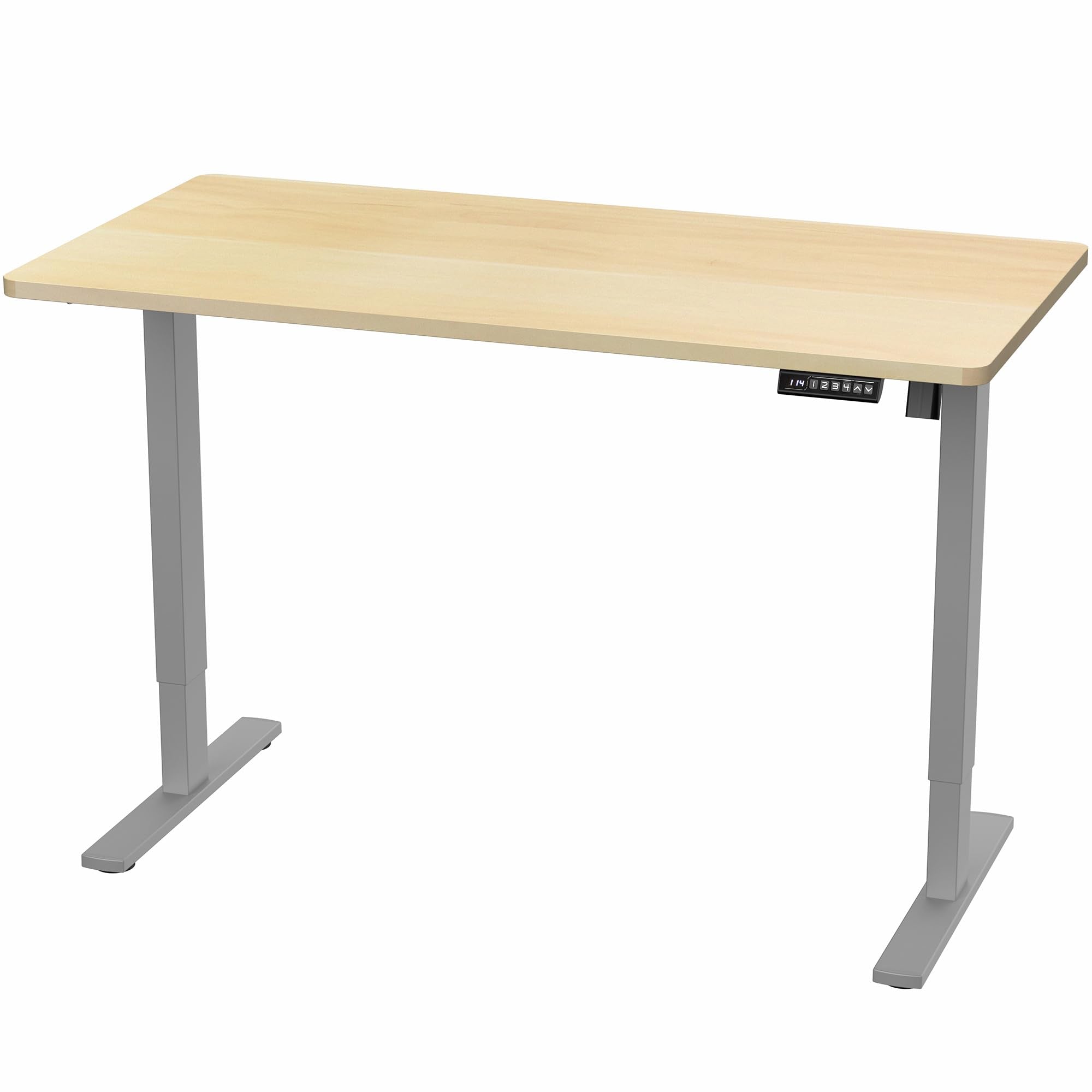 Electric 55 x 28 in Standing Desk, Memory Height Adjustment, 1B Series, Holds 220 lbs, One-Piece Light Wood Top, Gray Frame
