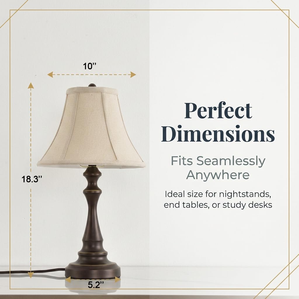 Traditional Table Lamp, Brown Vintage Desk Lamp with Fabric Shade