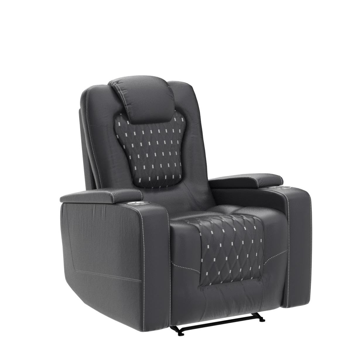 Power Recliner Chair Set of 3, Electric Soft Faux Leather Reclining Home Faux Theater Seating - USB Ports, Cup Holders, Hidden Arm Storage Movie & Media Room Chairs (Black)
