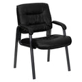 Haeger Black LeatherSoft Executive Side Reception Chair with Titanium Gray Powder Coated Frame