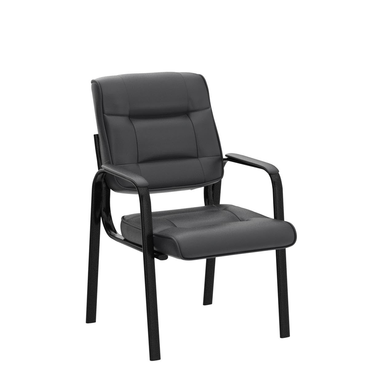 Set of 4, Office Guest Chair Bonded Leather Executive Side Chair Reception Chair with Solid Metal Frame Home Office Furniture,Black