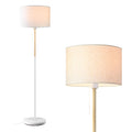 Bedroom Standing Floor Lamp, Farmhouse Lamp with Linen Shade, White
