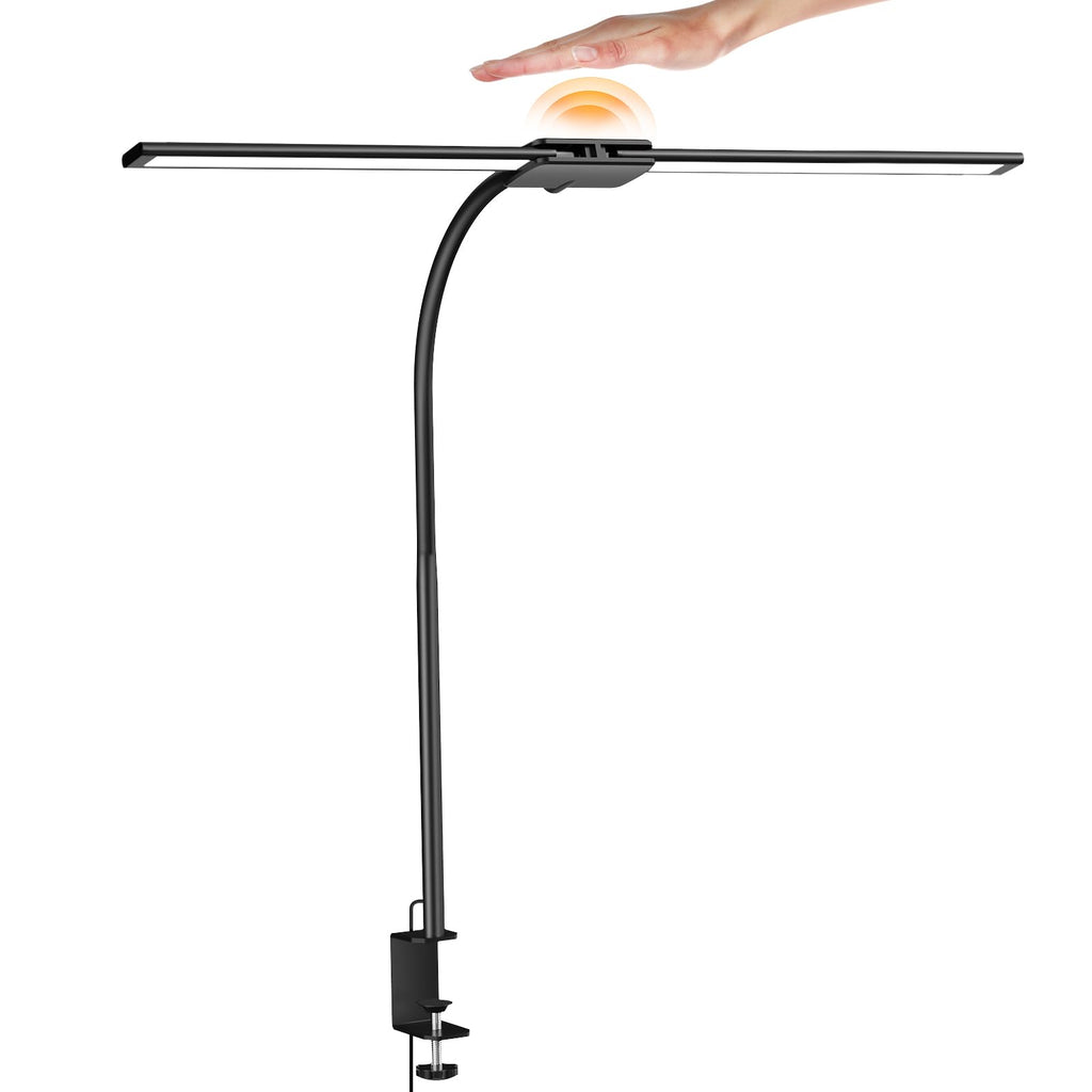 LED Desk Lamp for Office, Architect Desk Lamp with Clamp, Gesture/Wired Control, Ultra Bright Gooseneck Desk Light, Memory & Timer, 50 Lighting Modes for Study, Reading, Crafting