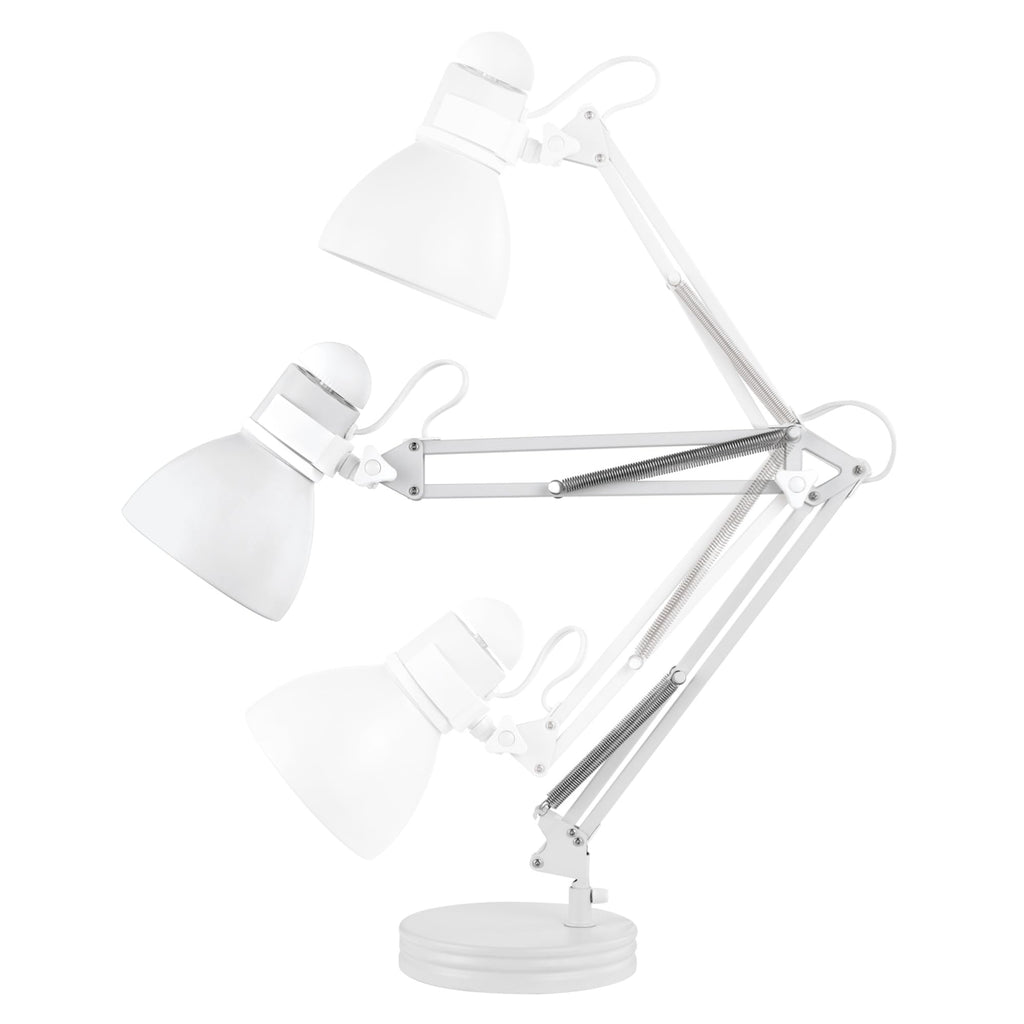 28" Swing Arm Architect Desk Lamp, Matte White, Rotary Switch on Shade, Partially Adjustable Arm, Modern Lighting for Bedroom or Office, Timeless, Indoor Lights