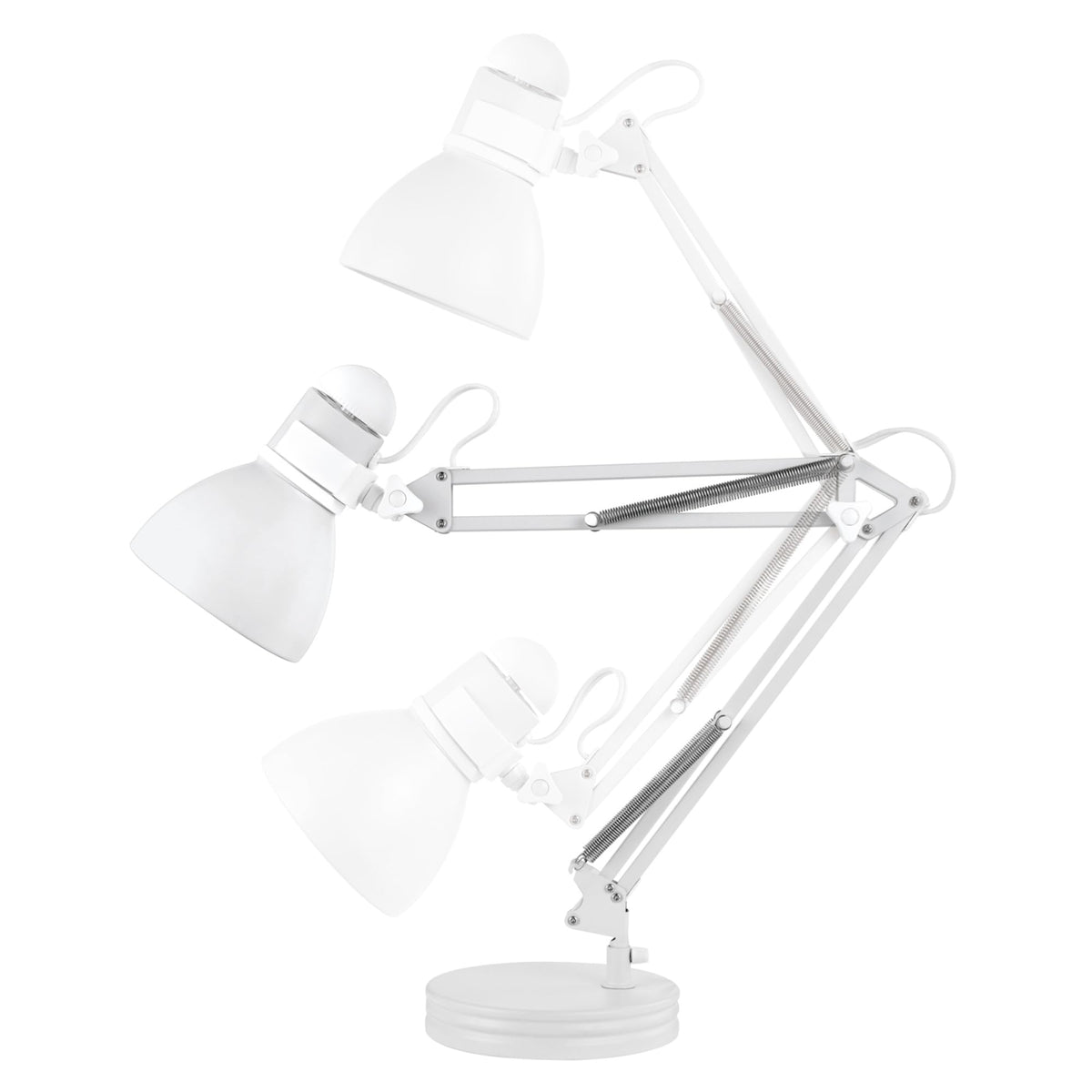 28" Swing Arm Architect Desk Lamp, Matte White, Rotary Switch on Shade, Partially Adjustable Arm, Modern Lighting for Bedroom or Office, Timeless, Indoor Lights
