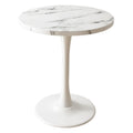 Kasinali White Marble Round Dining Table 24" Circle Tulip Table with Thickened Tabletop & Sturdy Metal Pedestal Mid Century Modern Leisure Bistro Kitchen Tables 2 People Small Places Living Room Cafe