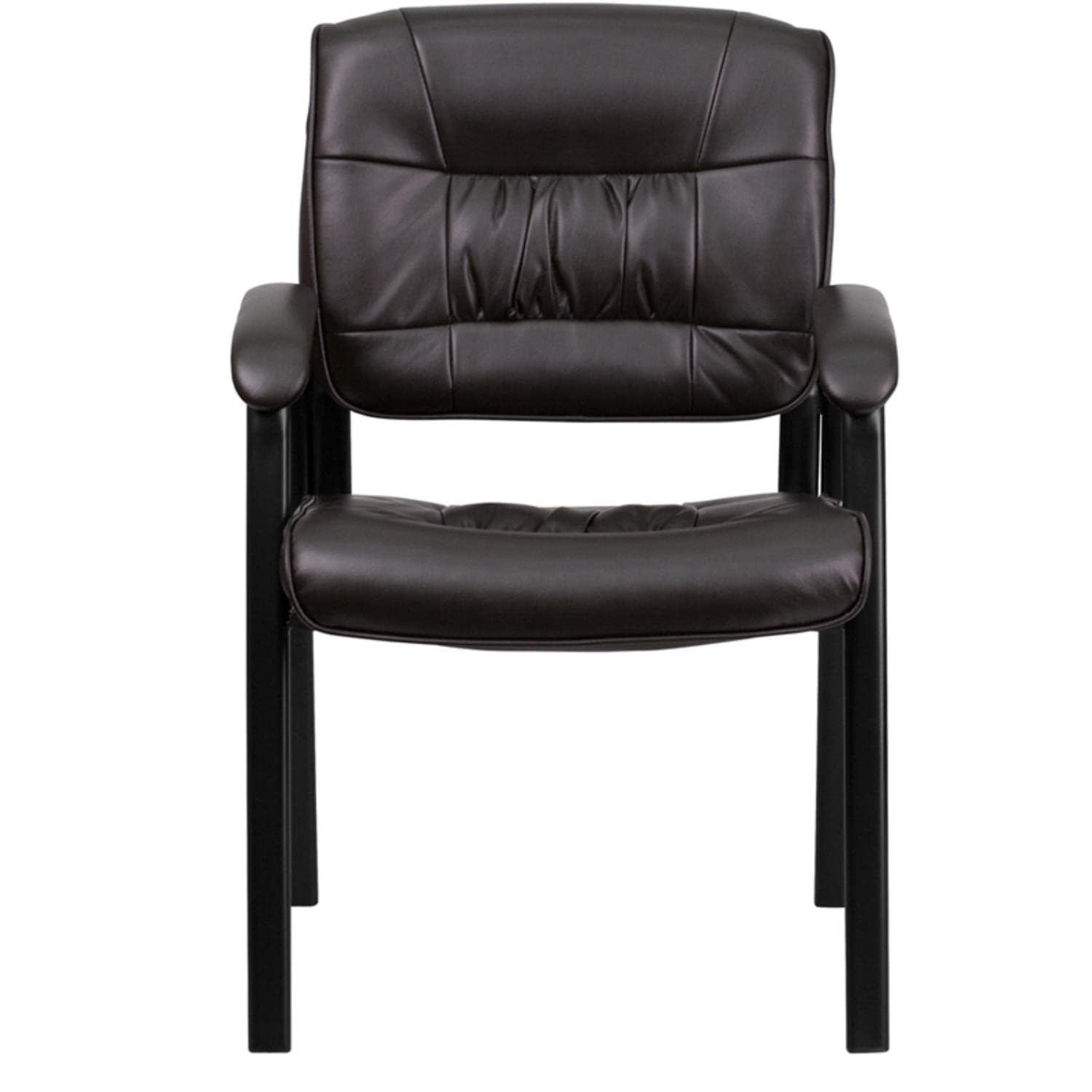 Haeger LeatherSoft Tufted Executive Reception Chair with Padded Armrests, Upholstered Side Chair for Living Room or Office, Brown