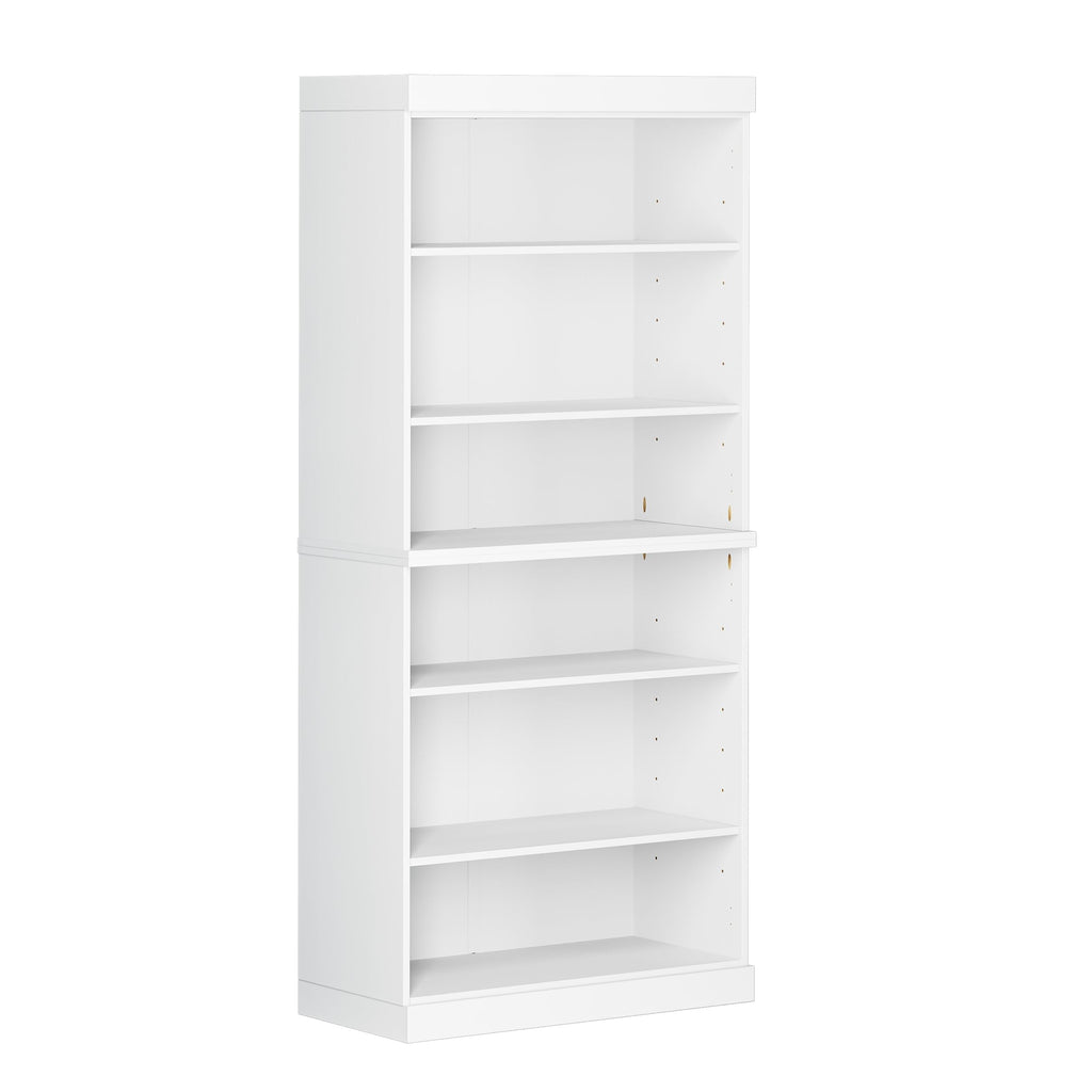 Solid Wood Bookcase - Stackable Modular 6 Tier Bookshelf - 71.5" Tall x 32" Wide - White Book Shelf, Open Display Shelf for Living Room, Office, 100% Eco-Friendly Wood, Made in Brazil
