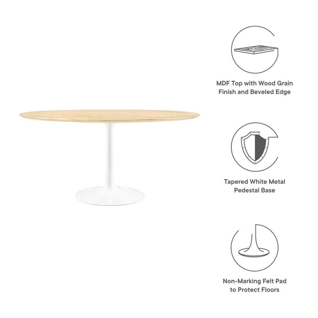 Modway Lippa Dining Table, 60", White Natural