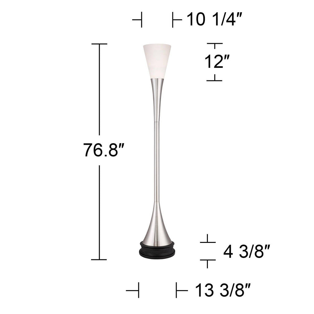 Piazza 76.8" Tall Nickel Torchiere Floor Lamp with Riser