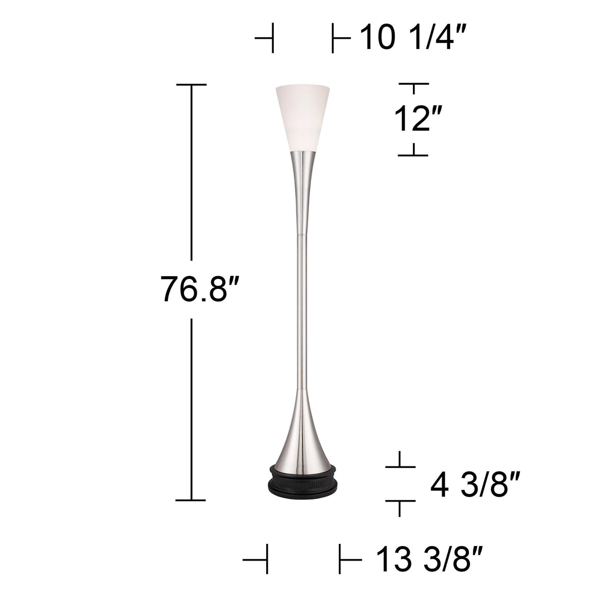 Piazza 76.8" Tall Nickel Torchiere Floor Lamp with Riser